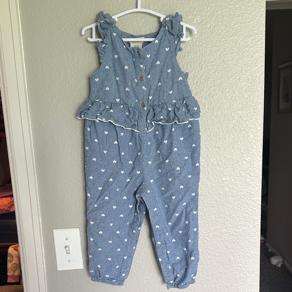 Rachel Zoe Blue Heart Print Kids Romper